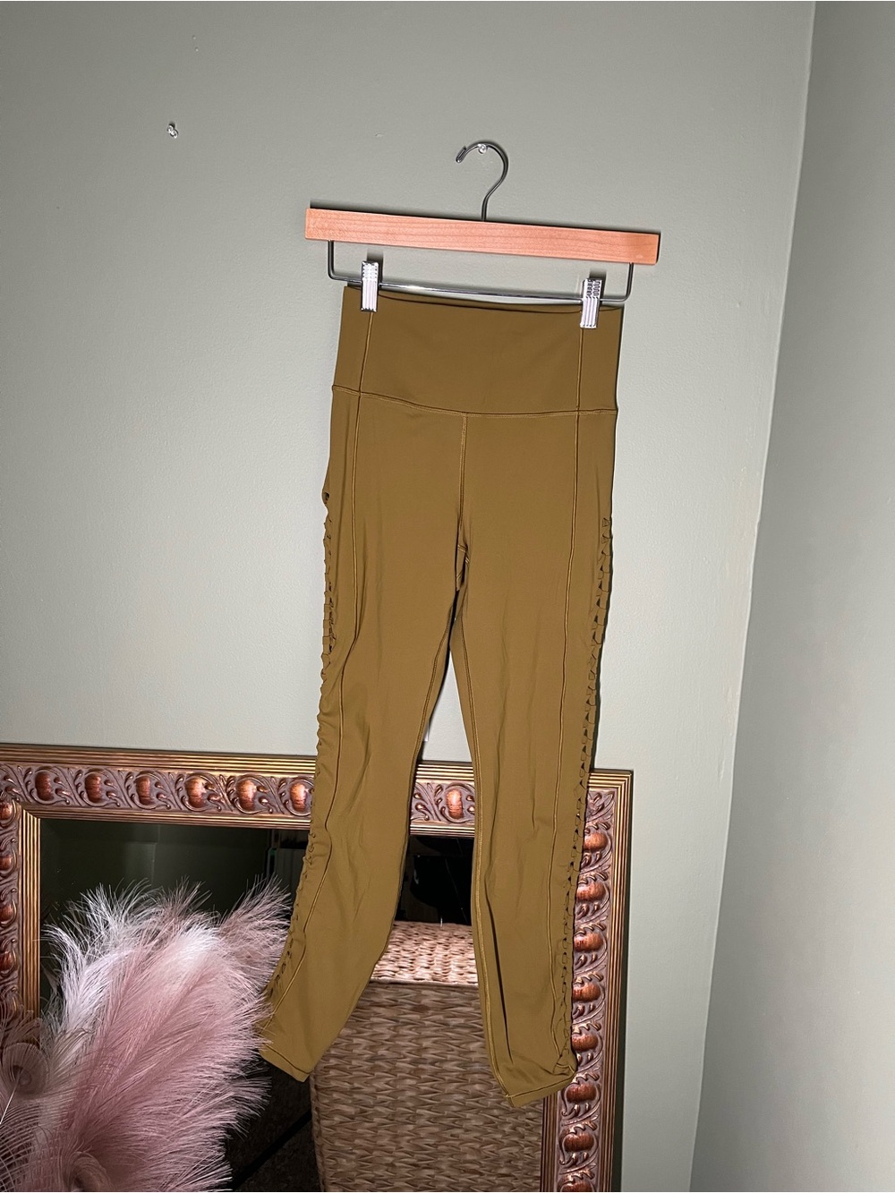 CALIA High-Rise Olive Green Side-Detail Leggings